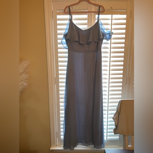 Birdy Grey Dusty Blue Chiffon Curve Bridesmaid/Wedding Dress - Picture 3 of 6